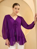 Antheaa Puff Sleeve Chiffon Top