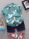 YK Boys Printed Shirt & Shorts Clothing Set