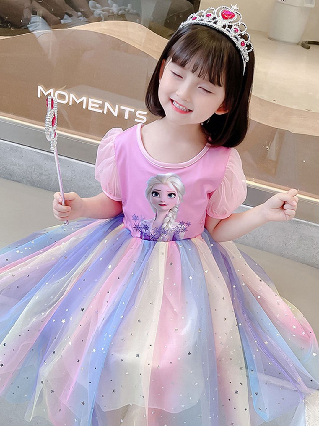 YK Embellished Round Neck Fit & Flare Dress