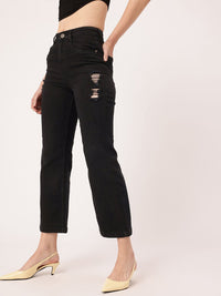 DressBerry Women Urban Edge Distressed Flared Cropped Jeans