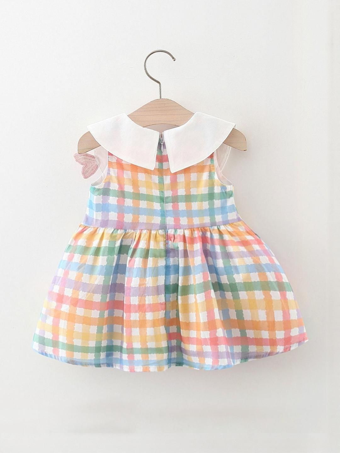 YK Checked Fit & Flare Dress