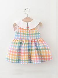 YK Checked Fit & Flare Dress