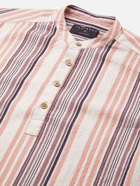 VASTRADO Men Crinkled Striped Kurta
