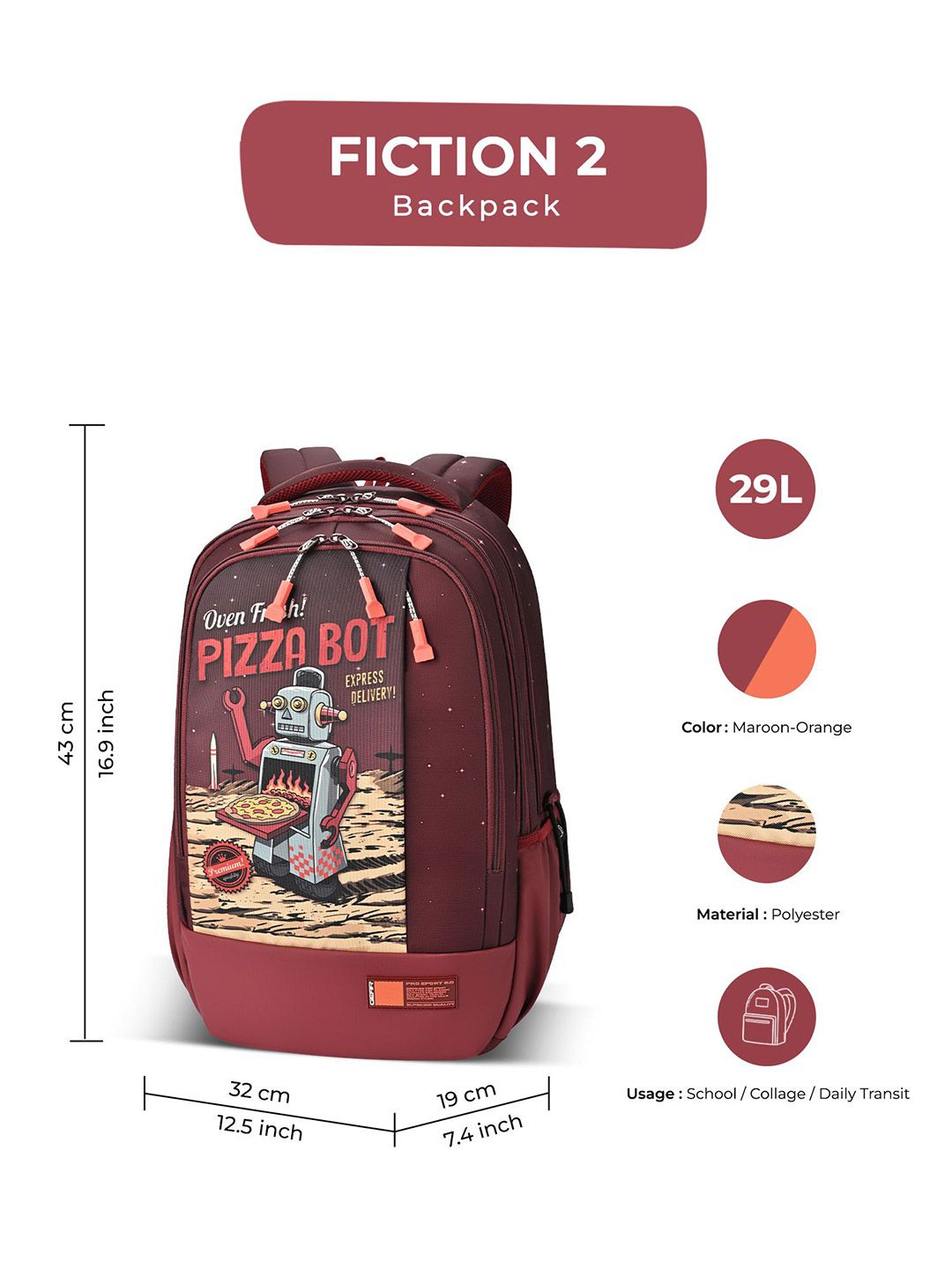 Gear Unisex Graphic Padded Strap Backpack