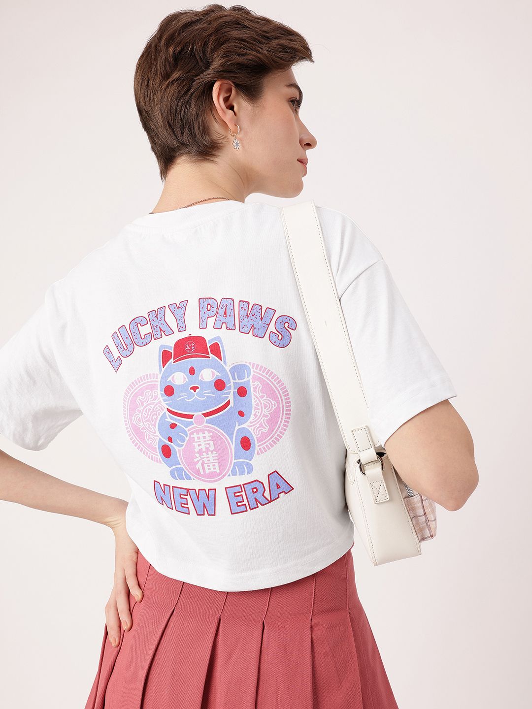 DressBerry Delightful Serendipitous Paws Printed Boxy T-shirt