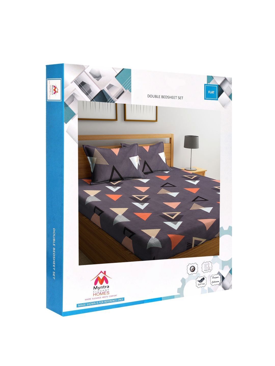 Myntra Elegant Homes Purple Geometric Polycotton 300 TC King Fine Bedsheet dengan 2 Sarung Bantal-98 x 87 inci