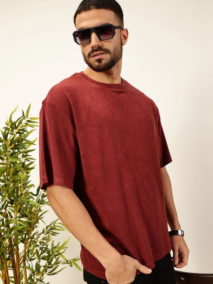 Thomas Scott Men Solid Round Neck Cotton Oversized T-shirt