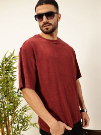 Thomas Scott Men Solid Round Neck Cotton Oversized T-shirt