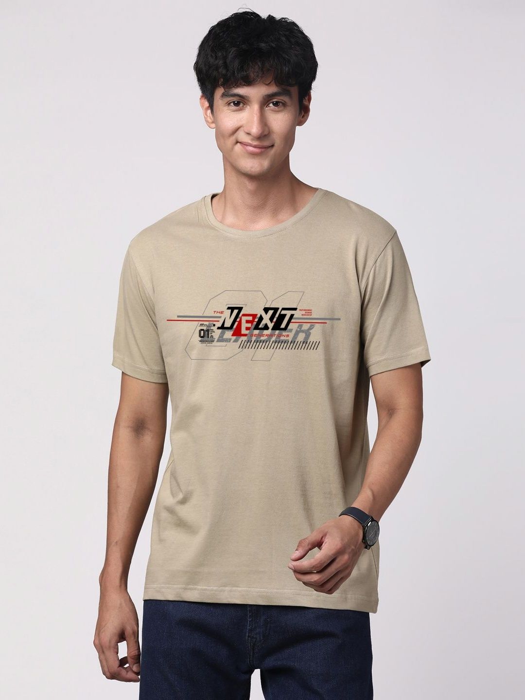 ADRO Men Graphic Printed Round Neck Cotton T-shirt