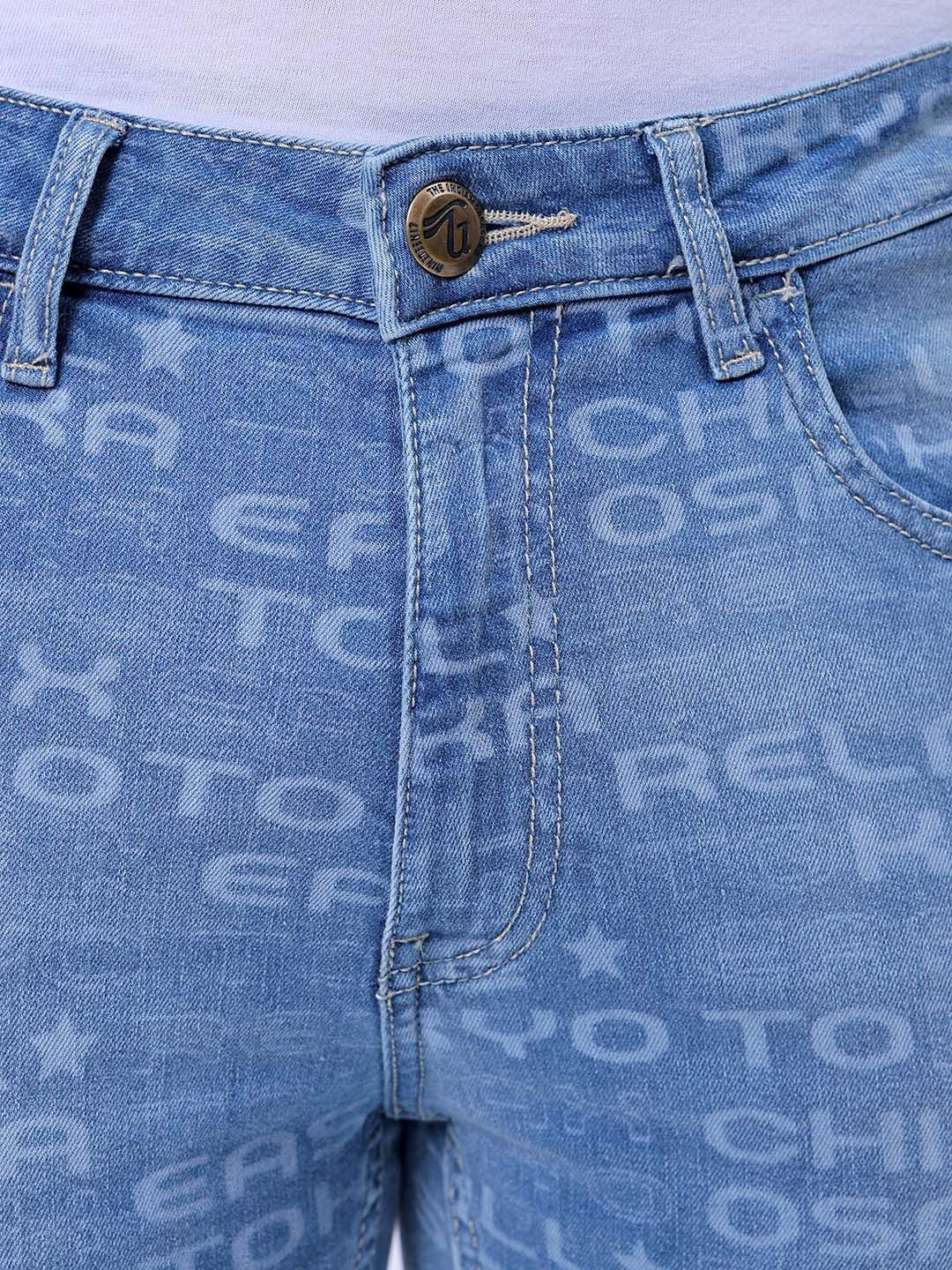 The Indian Garage Co Men Printed Slim Straight Fit Stretchable Jeans