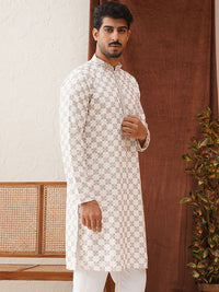 Jompers Men Geometric Embroidered Sequinned Kurta