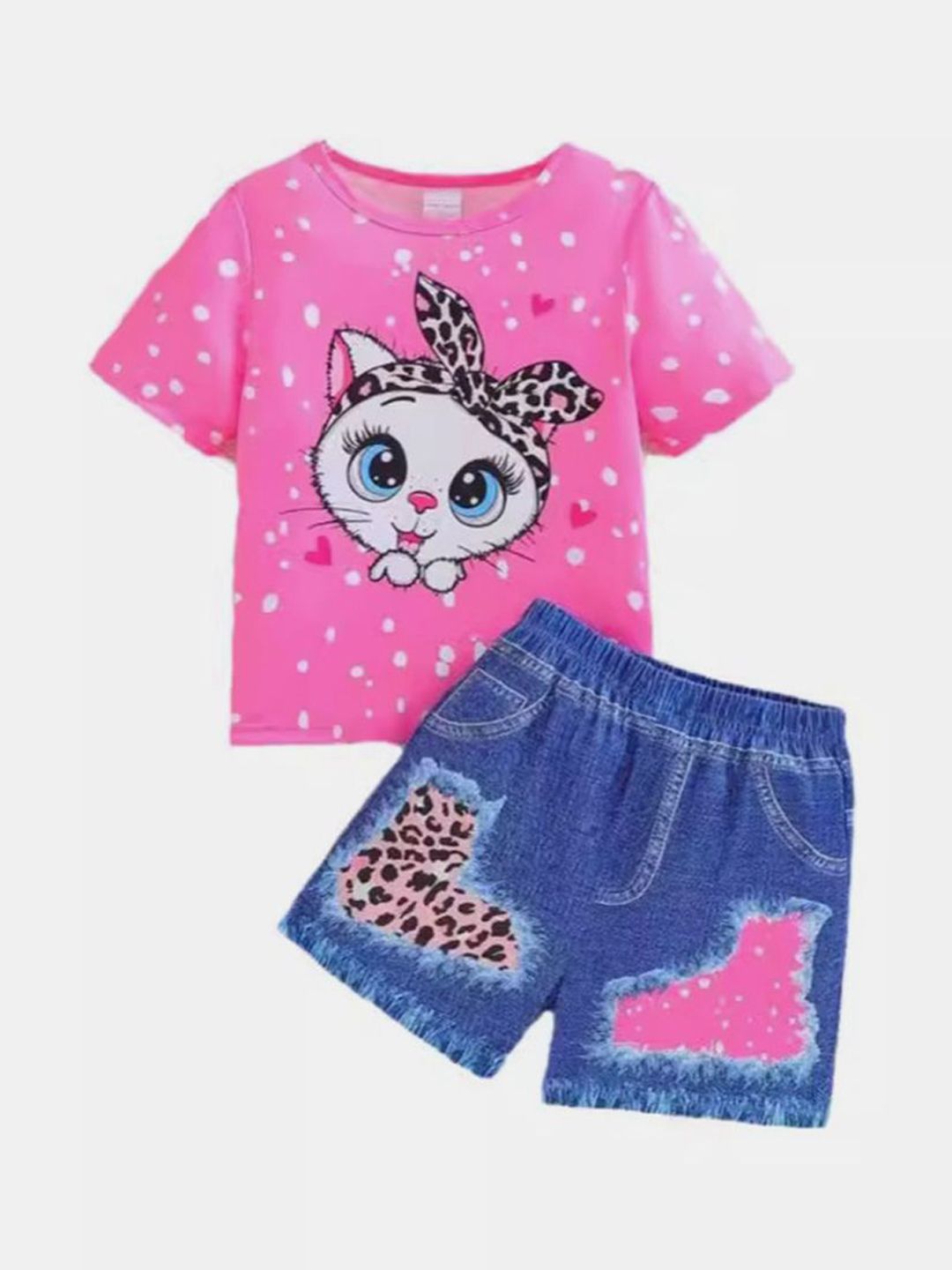 YK Girls Printed T-Shirt & Shorts Clothing Set