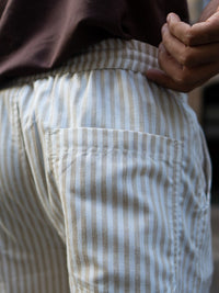 Powerlook Men Beige Stripe Linen Pant