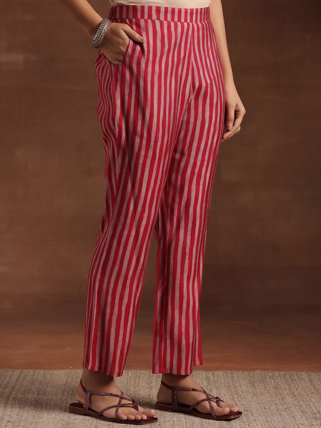 Libas Floral Printed Pleated Anarkali Kurta with Trousers & Dupatta