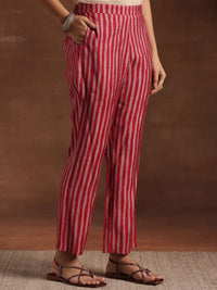 Libas Floral Printed Pleated Anarkali Kurta with Trousers & Dupatta