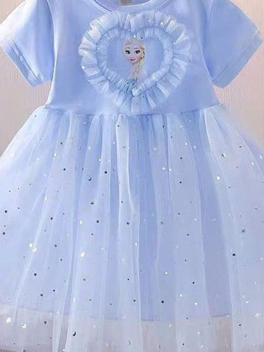 YK Girls Solid Self Design Fit and Flare Knee Length Dress