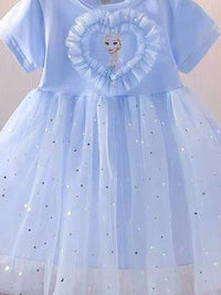 YK Girls Solid Self Design Fit and Flare Knee Length Dress