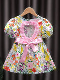 YK Girls Floral Printed Fit and Flare Cut-Outs Dress