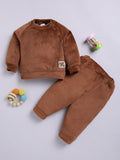 Moms Love Infant Boys Ribbed Velvet-Finish Pure Cotton Sweatshirt With Joggers