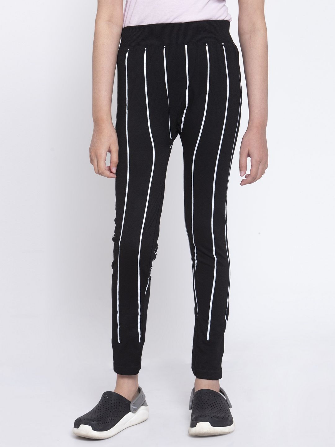 KLOTTHE Girls Berjalur Slim Fit Seluar Lari Panjang Buku lali