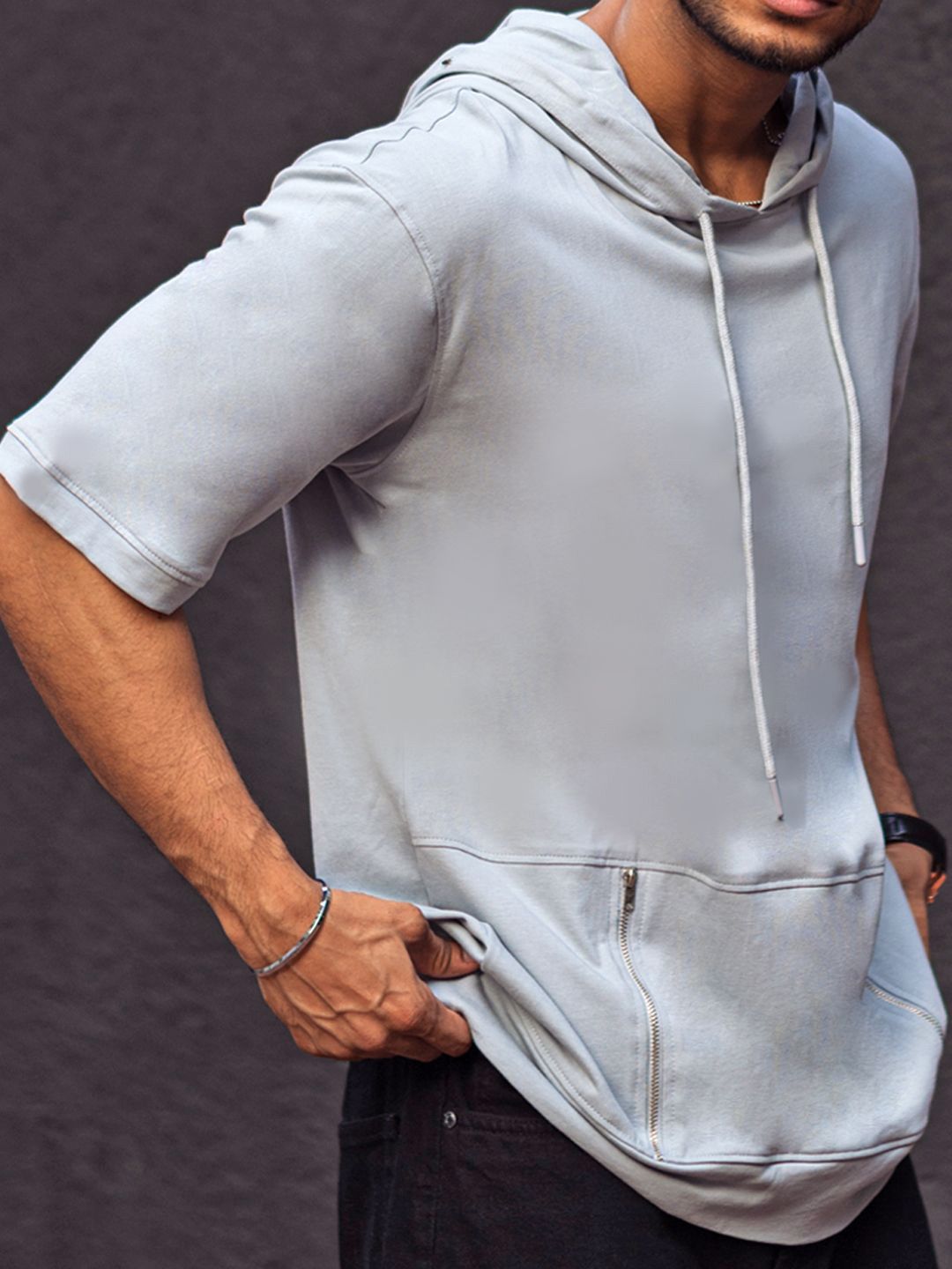 Powerlook Men Solid Hood Cotton Oversized T-Shirt