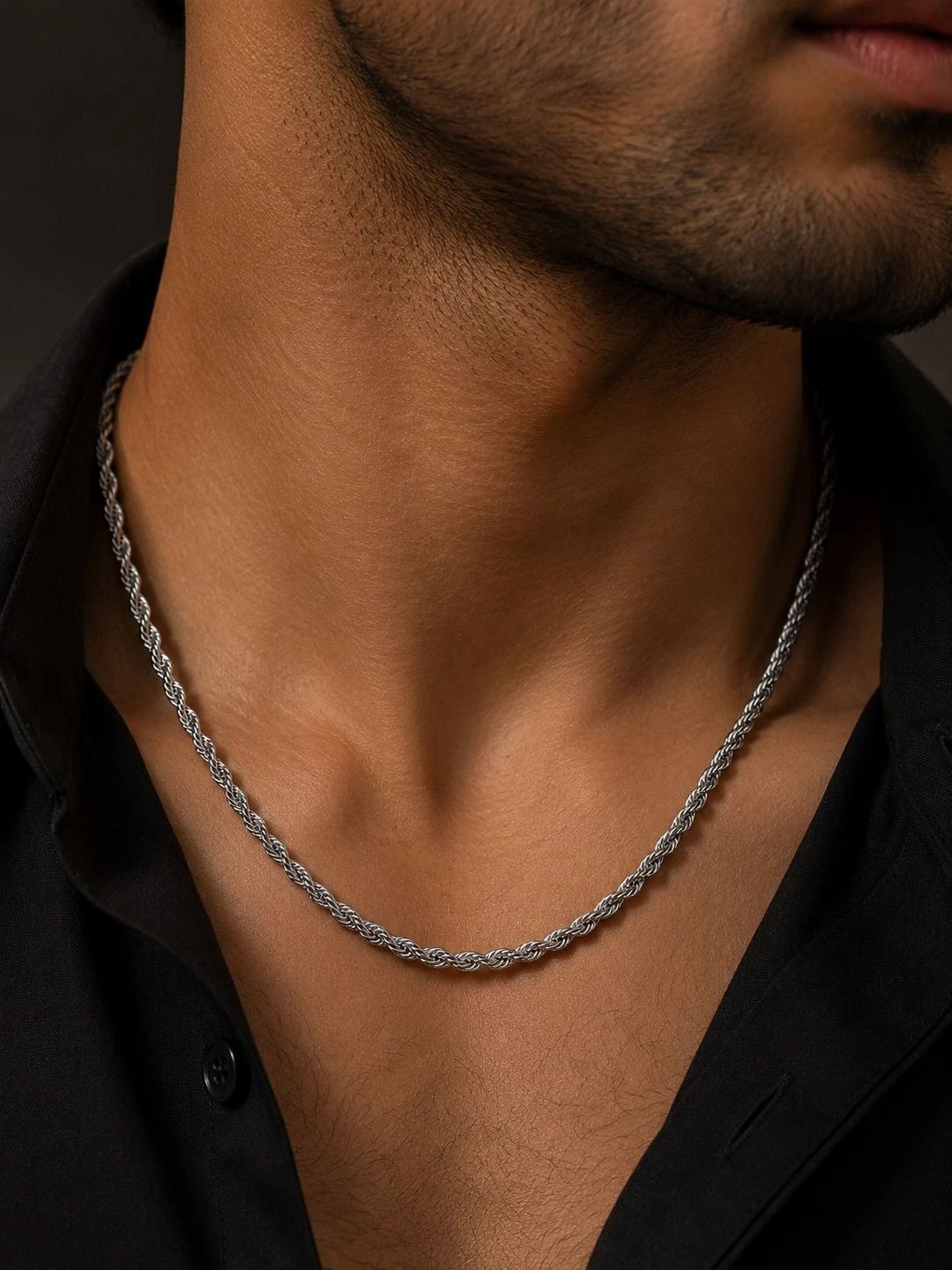 PANASH Men Brass Silver-Plated Chain