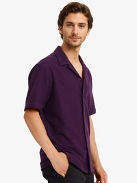 RARE RABBIT Men Comfort Cuban Collar Solid Cotton Boxy Casual Shirt