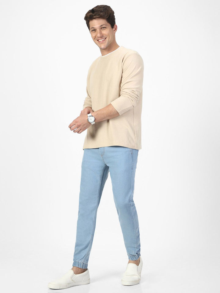 Urbano Fashion Men Blue Slim Fit Mid-Rise Clean Look Stretchable Jogger Jeans