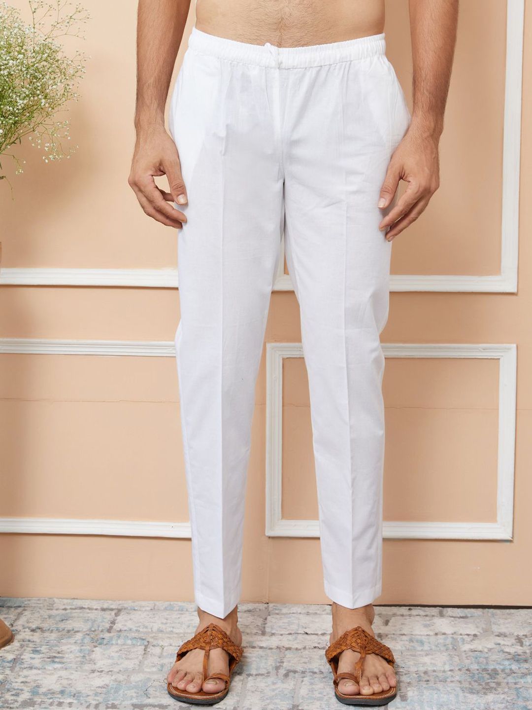 See Designs Ethnic Motifs Woven Design Mandarin Collar Straight Kurta With Pyjamas