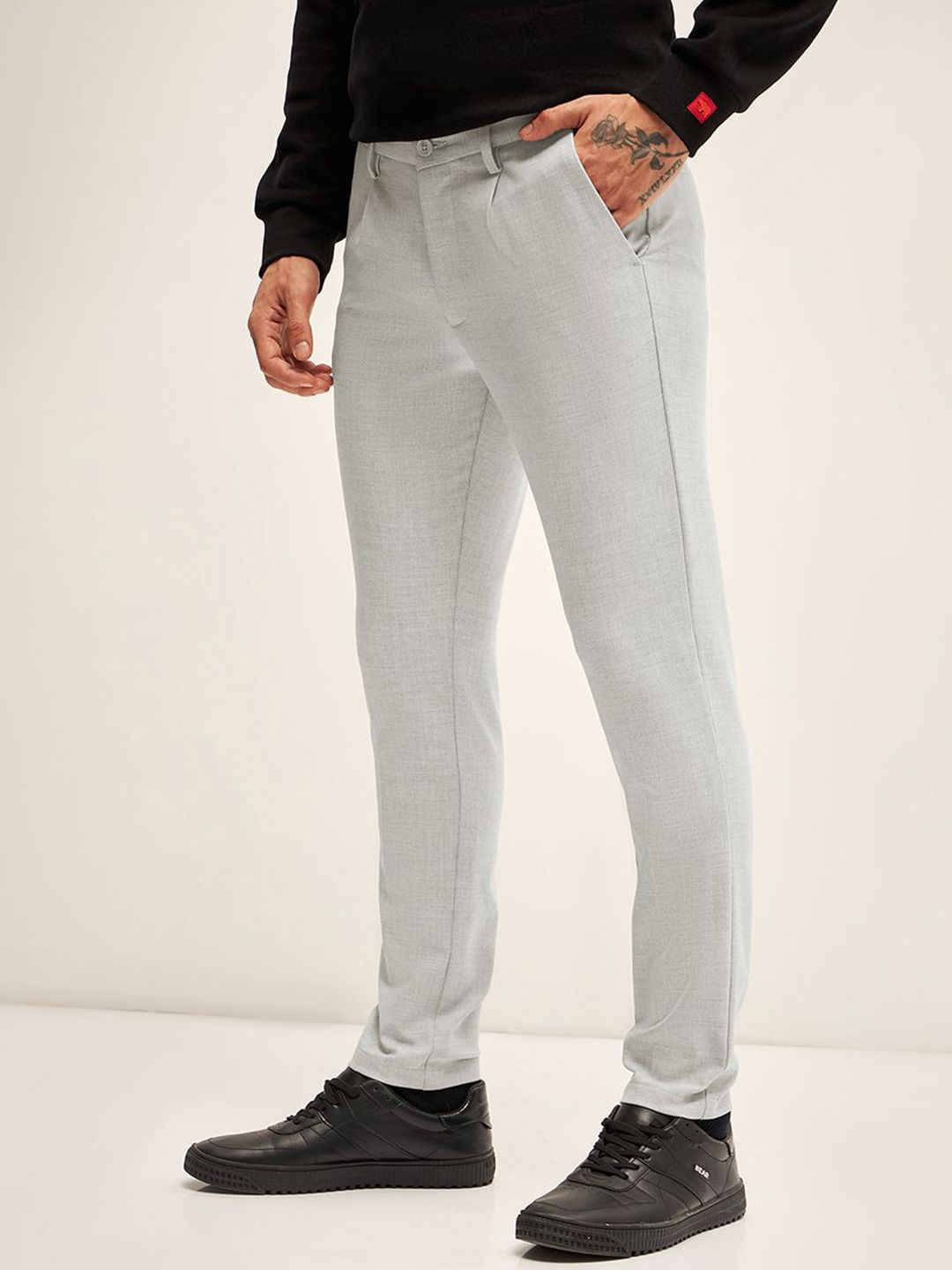THE BEAR HOUSE Men Slim Fit Pleated Trousers