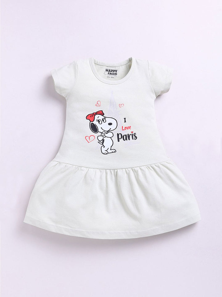 Happy Faces Kids Girls Snoopy Printed Pure Cotton A-Line Dress