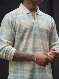 Powerlook Men Checked Polo Collar T-shirt