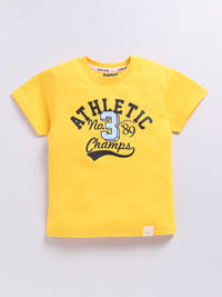 Happy Faces Boys Pure Cotton Typography Printed T-shirt