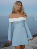 DressBerry Women Colourblocked Off-Shoulder Sheath Dress