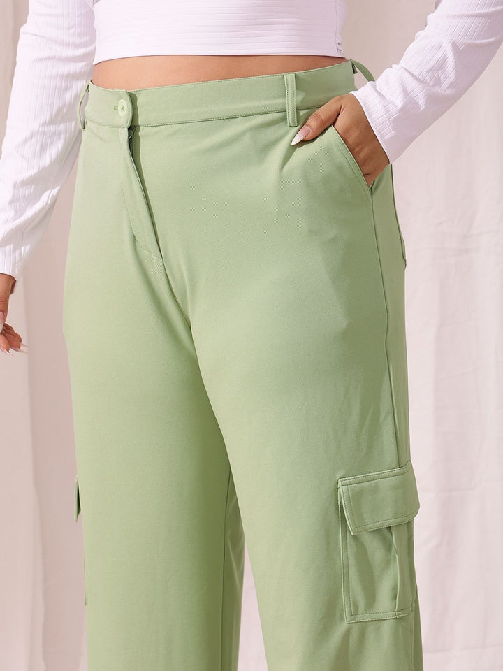 CURVY STREET Women Relaxed Straight Fit Cargos Trousers