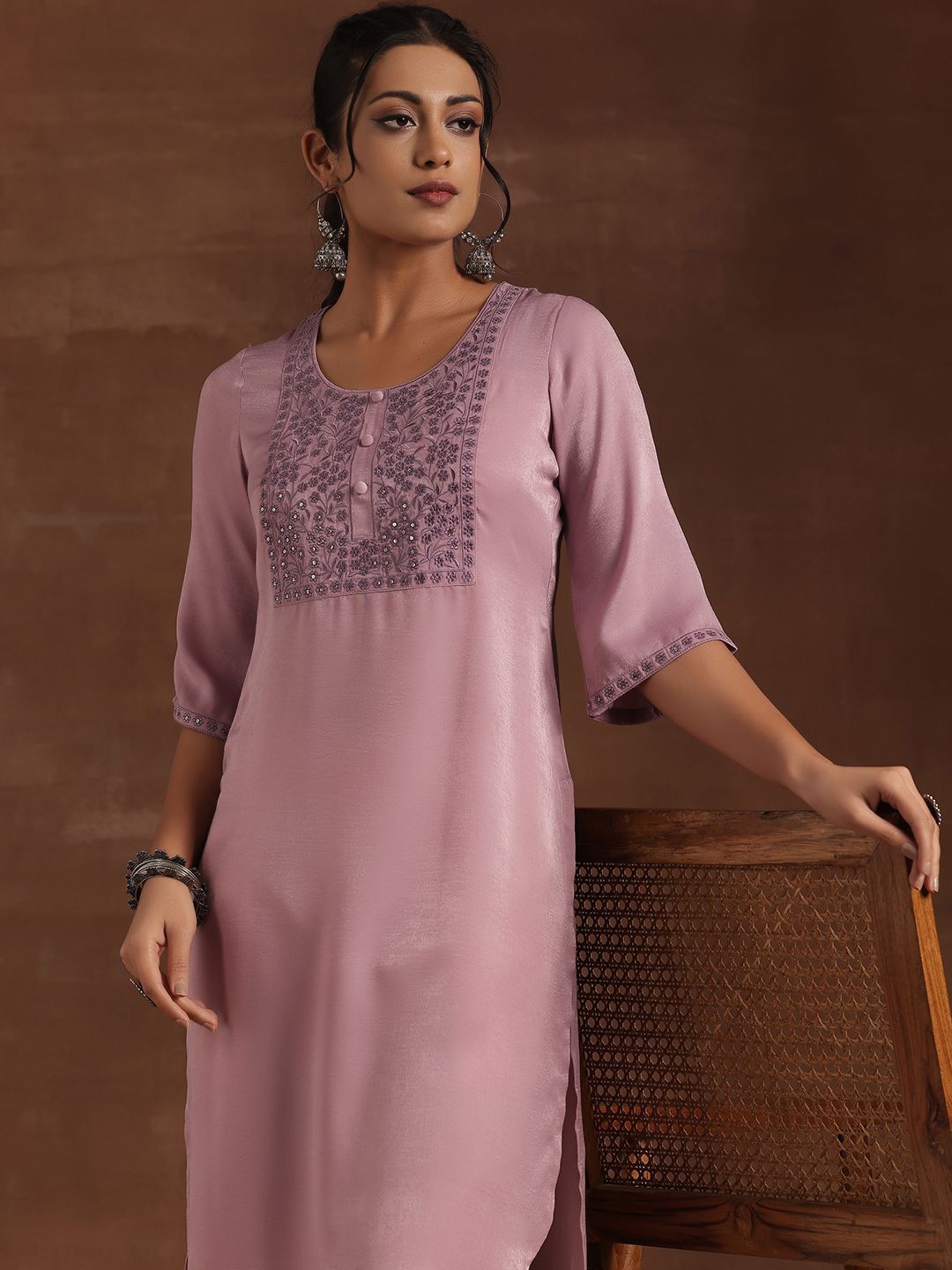 Libas Floral Embroidered Straight Kurta