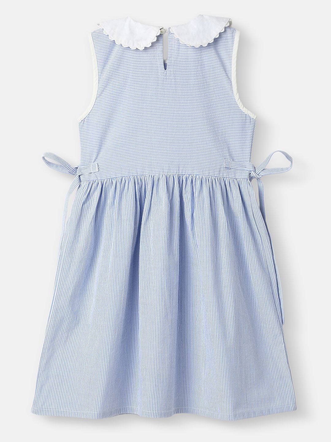 Nauti Nati Girl Cotton Peter Pan Collar Dress with Front Pockets and Cat Patches