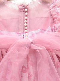 YK Girls Floral Flutter Sleeves Knee Length A-Line Dress