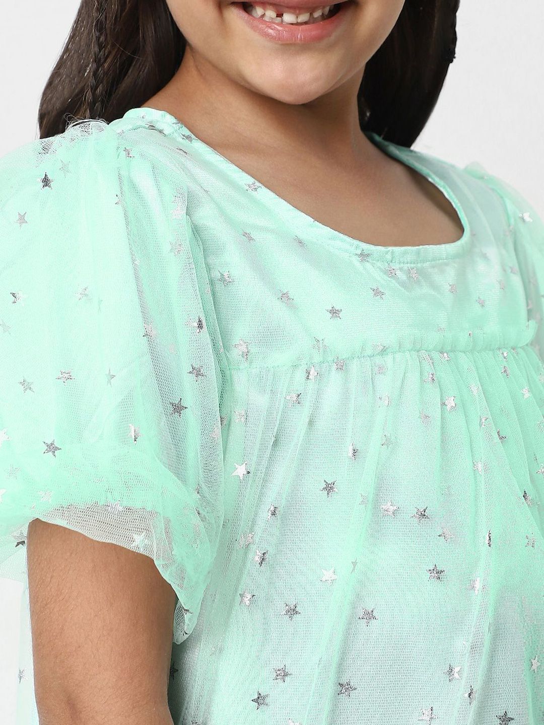 Nauti Nati Embellished Puff Sleeve A-Line Dress