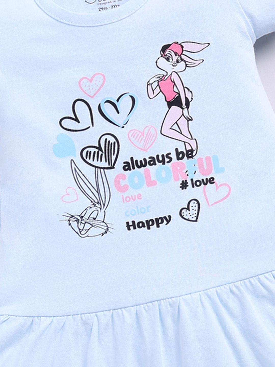 Happy Faces Girls Looney Tunes Print Pure Cotton Fit & Flare Dress