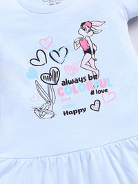 Happy Faces Girls Looney Tunes Print Pure Cotton Fit & Flare Dress