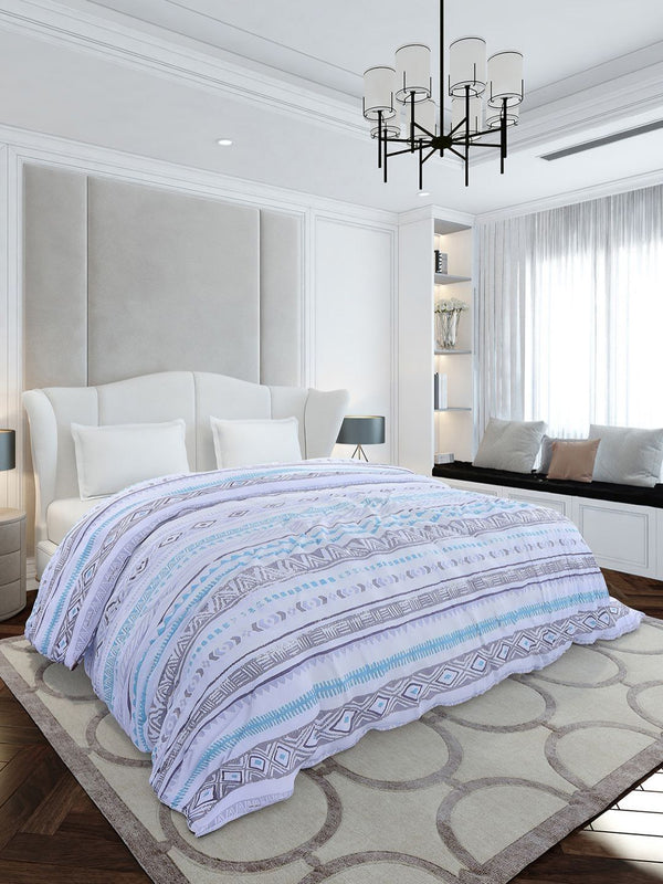 Monte Carlo Blue & White Geometric Mild Winter 210 GSM Double Bed Duvet