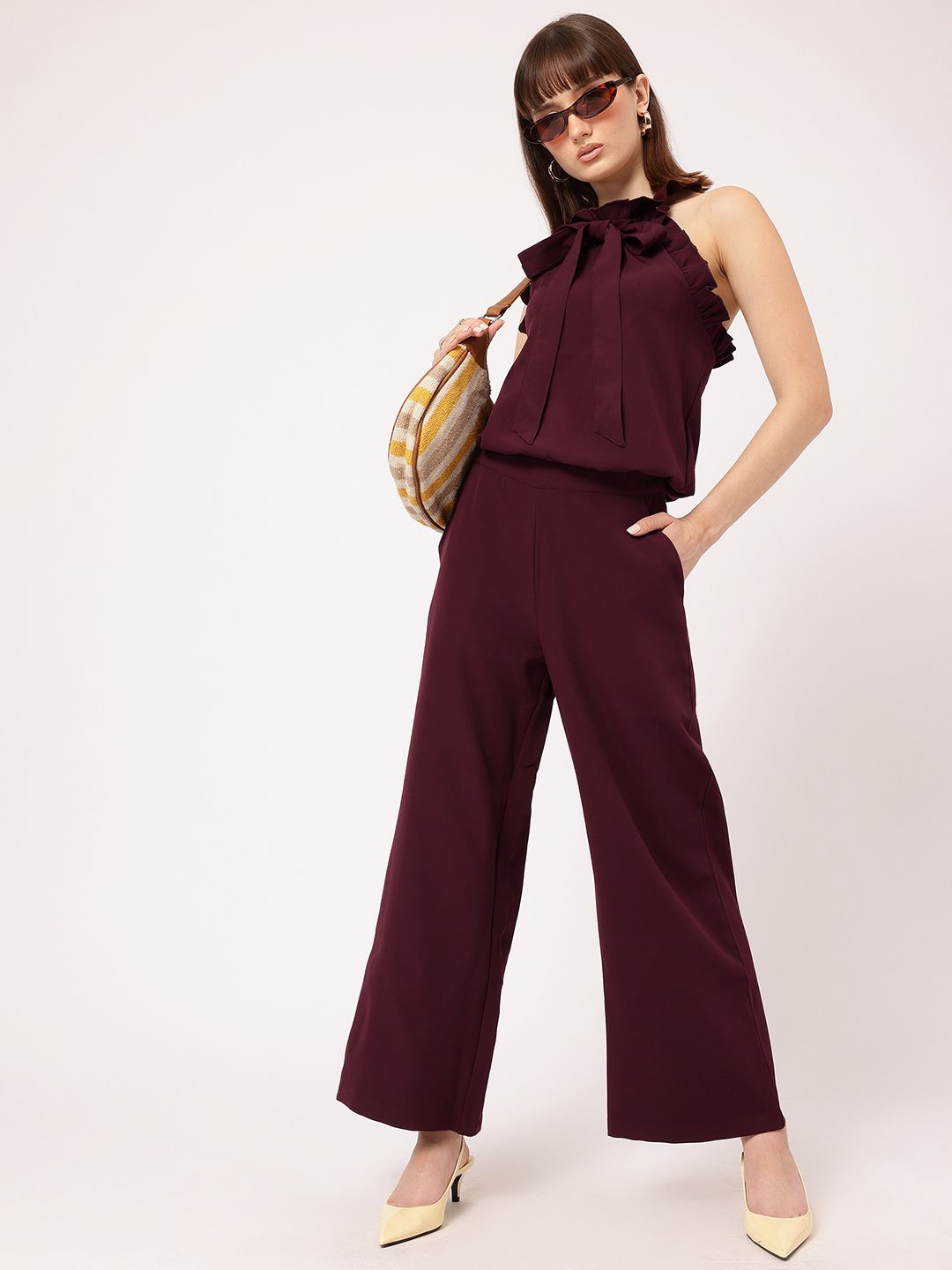 DressBerry Girlboss Glam Tie-Up Open-Back High Neck Co-Ords