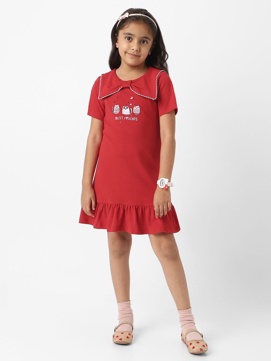 Nauti Nati Girls Cotton Half-sleeve Frock Dress