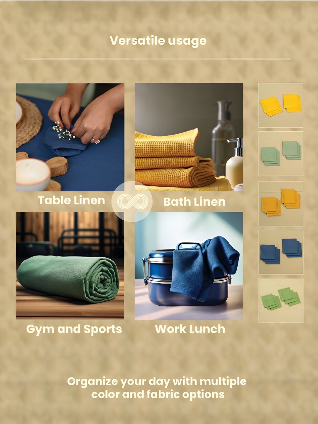 URBAN SPACE 6Pcs Green Cotton Table Napkin