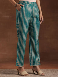 Libas Floral Printed Pleated Mirror Work Anarkali Kurta with Trousers & Dupatta