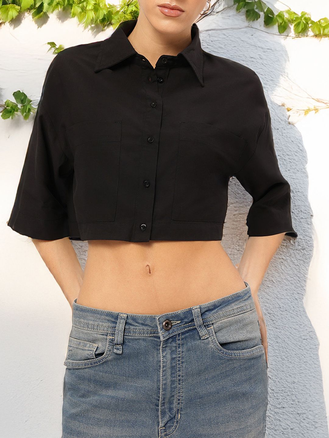 DressBerry Cozy Canvas Crop Shirt