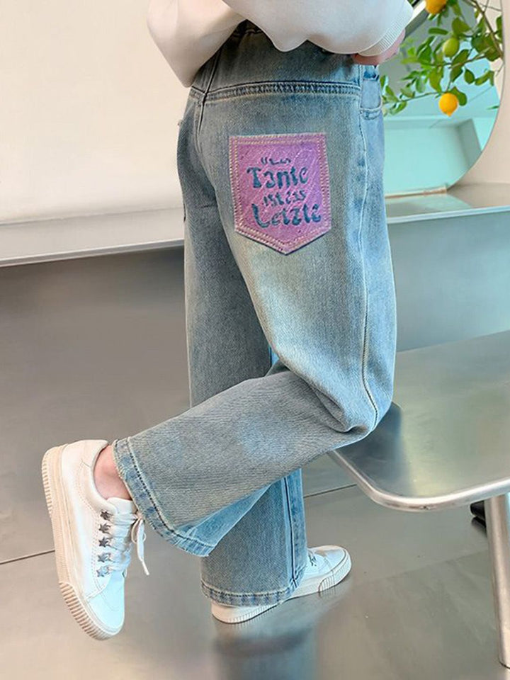 YK Girls Comfort Relaxed Fit High-Rise Light Fade Cotton Jeans