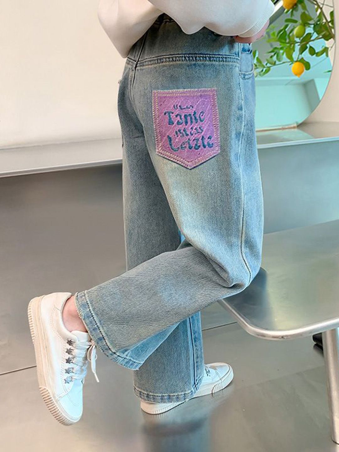 YK Girls Comfort Relaxed Fit High-Rise Light Fade Cotton Jeans