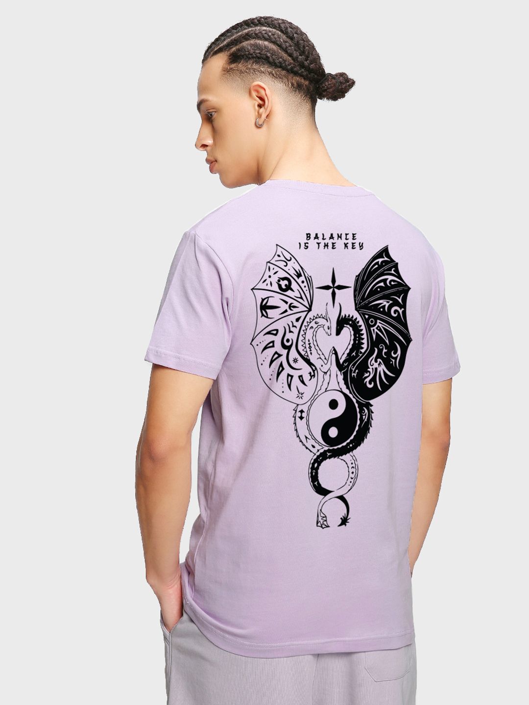 Bewakoof Lavender Graphic Printed Round Neck Cotton T-shirt